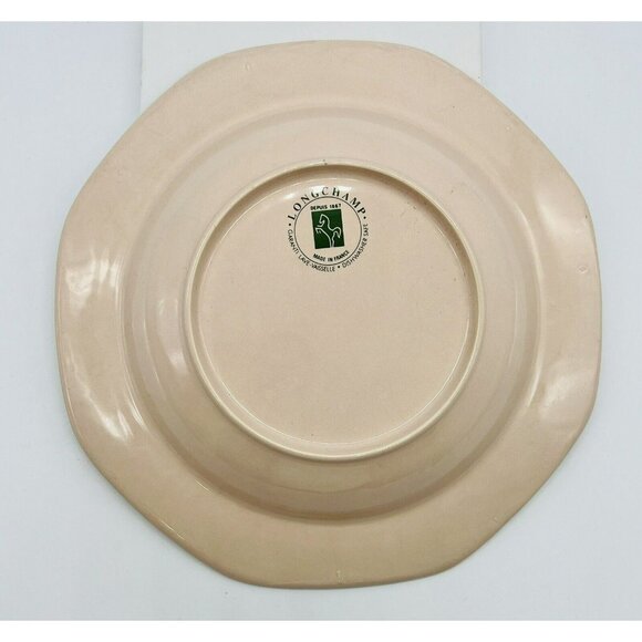 Longchamp Onxy Coco Salad Bowl Soup France Peach Gray Marble Pattern 8.5 inch - Picture 5 of 8